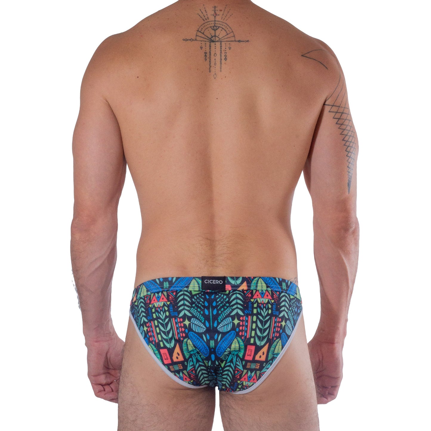 SB0024 Brief Bikini Ahau Dzilam estampado de plumas de colores sublimado  skinit