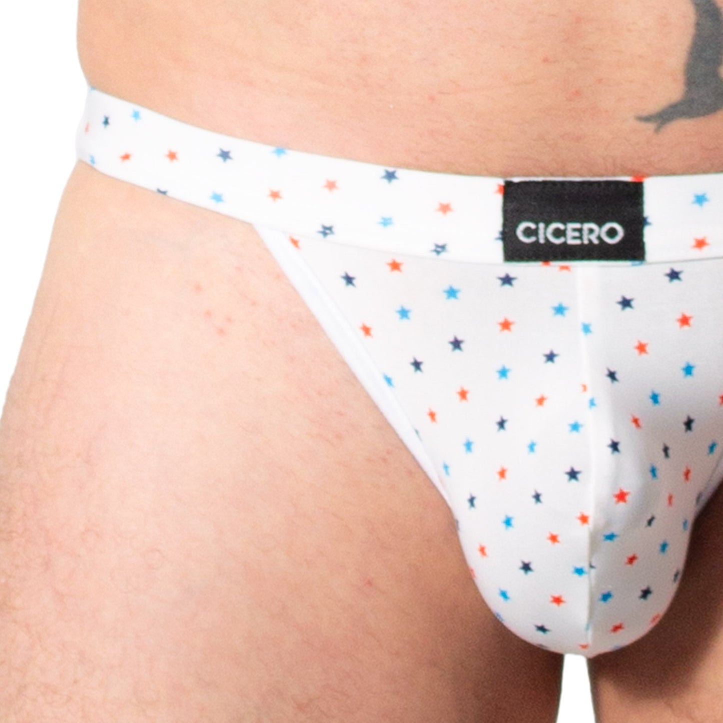 SB0055 Brief Bikini color blanco con estrellas de colores skinit