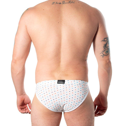 SB0055 Brief Bikini color blanco con estrellas de colores skinit