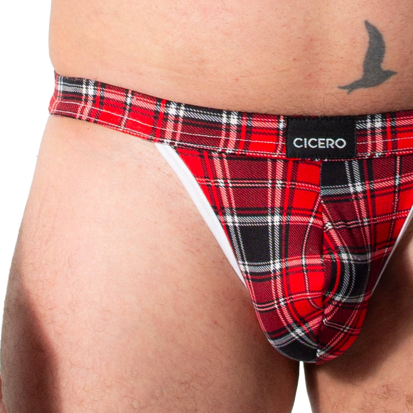 SB0060 Brief Bikini estampado escoces rojo y negro skinit