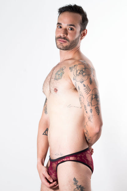 SL0085 Slip Encaje Vino