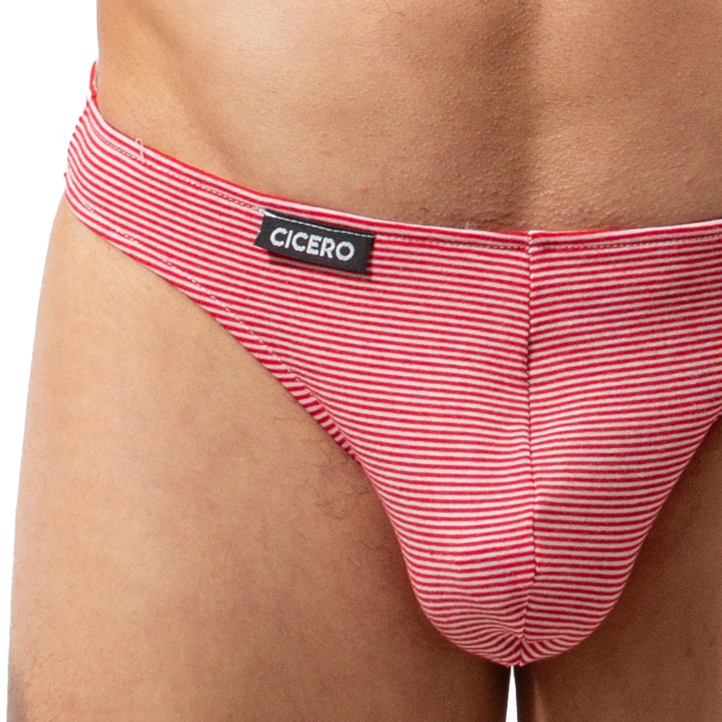 TX0042 Tanga Día y noche rayas delgadas rojo y blanco comfort