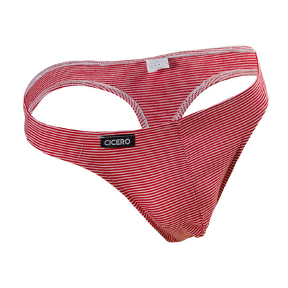 TX0042 Tanga Día y noche rayas delgadas rojo y blanco comfort